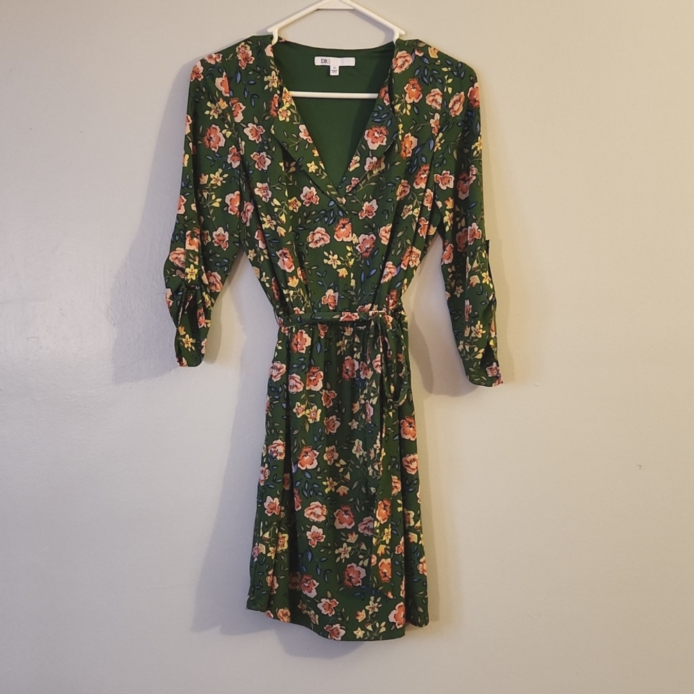 DR2 Floral Print Midi Dress Green XS